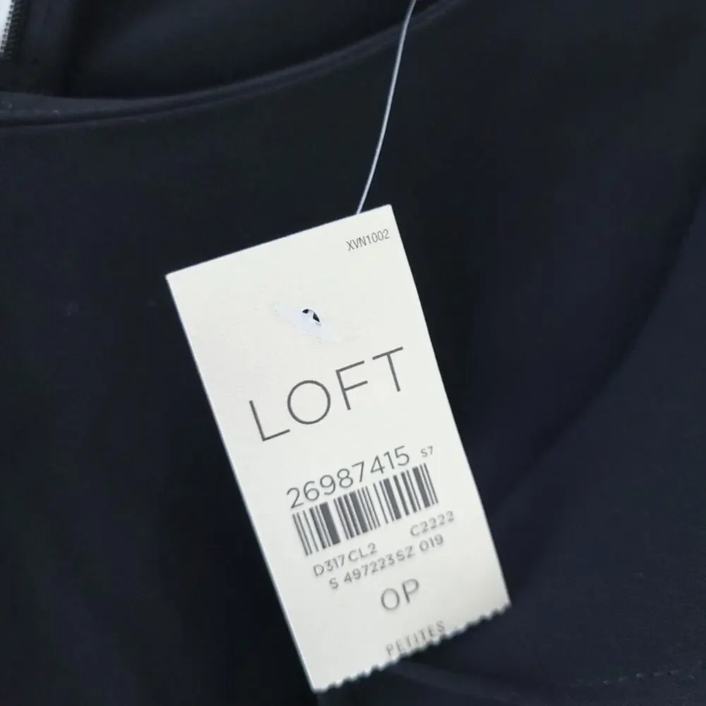 NEW Loft Dress Black Size 0P Short Sleeve, Ruffle, Front Tie Career Casual Dress - Picture 3 of 6